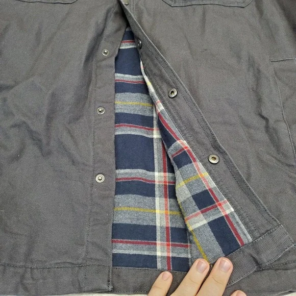 Duluth‎ Gray Canvas Flannel Snap Utility Jacket Men Large Classic Casual Gorp